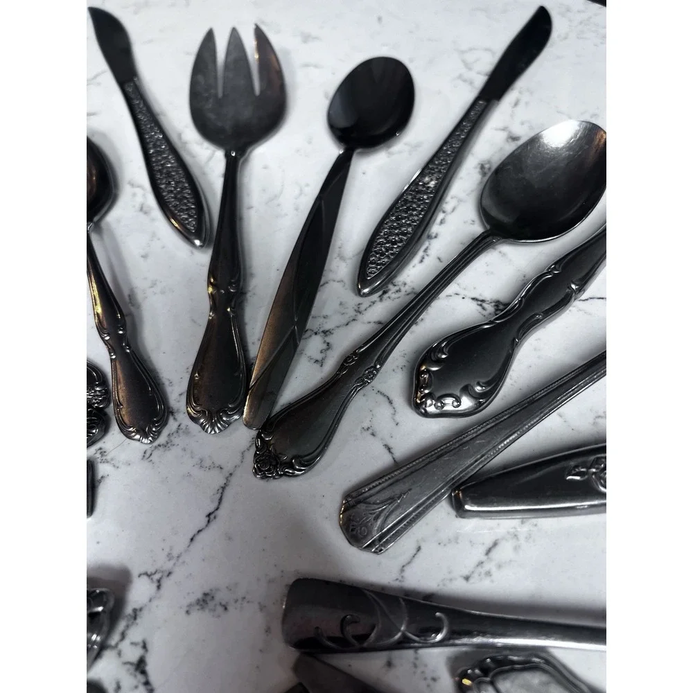 Craft Stainless Spoons Knives Forks Lot Of 26 Vtg Flatware Ornate Jewelry Making